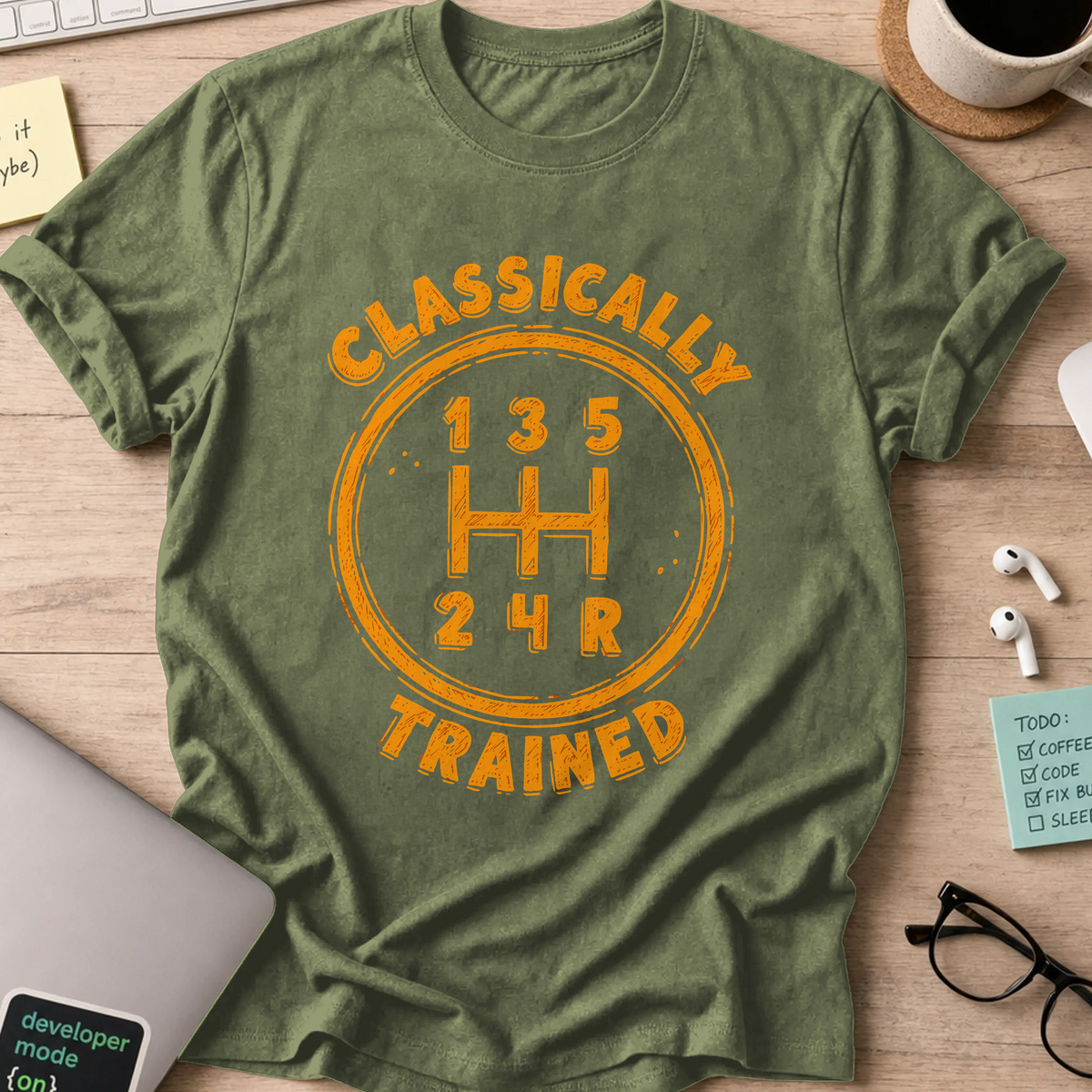 Classically Trained Nerd Shirt - Military Green mockup