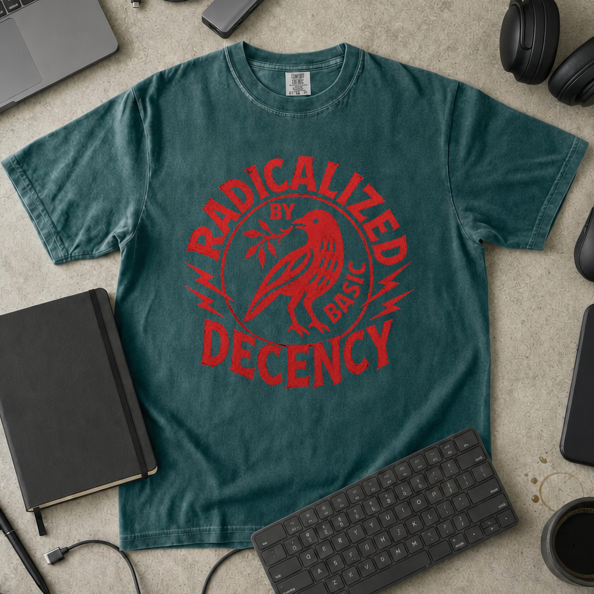 Radically Decent Premium Shirt - Blue Spruce mockup