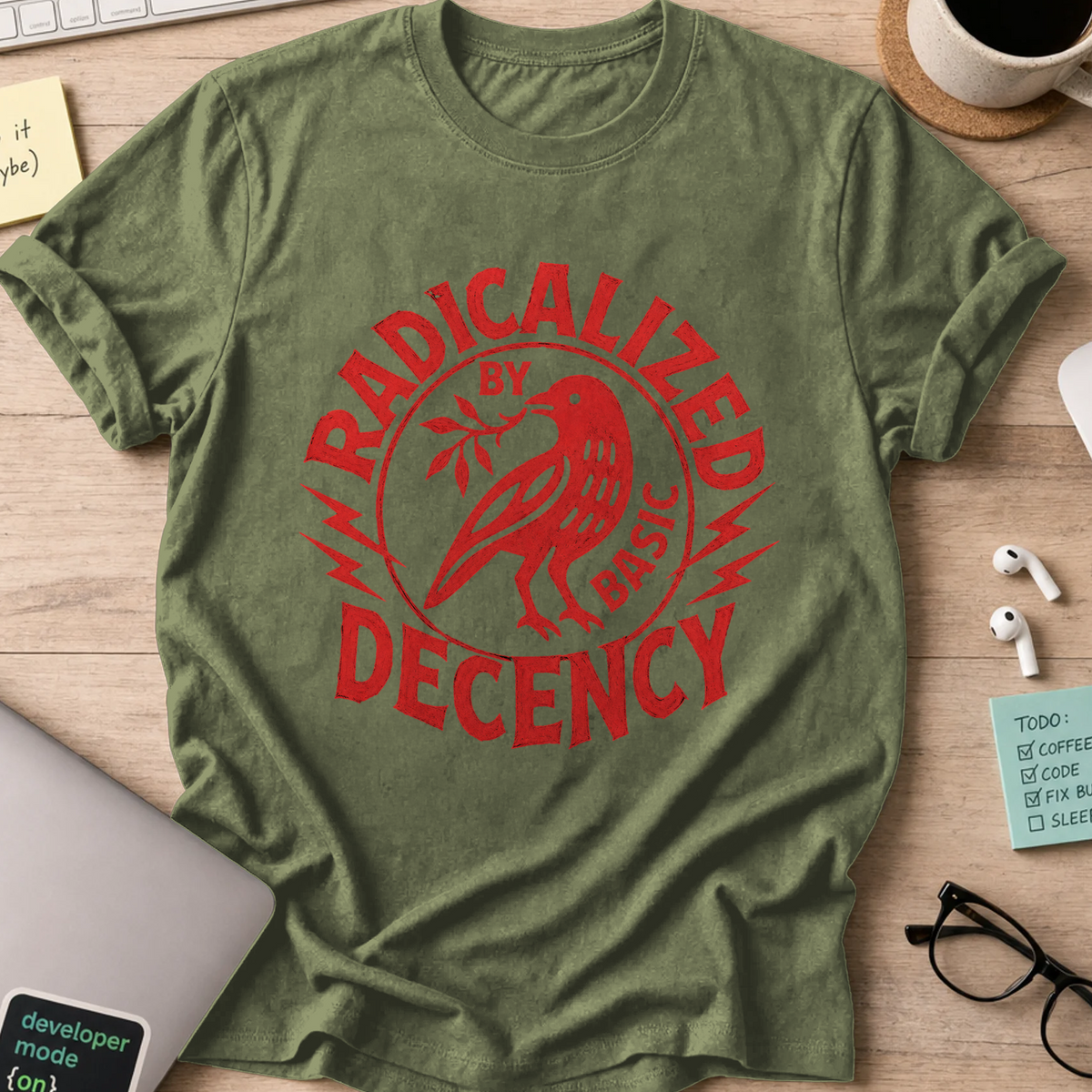 Nerd Collection Artwork T090 Shirt - Military Green mockup