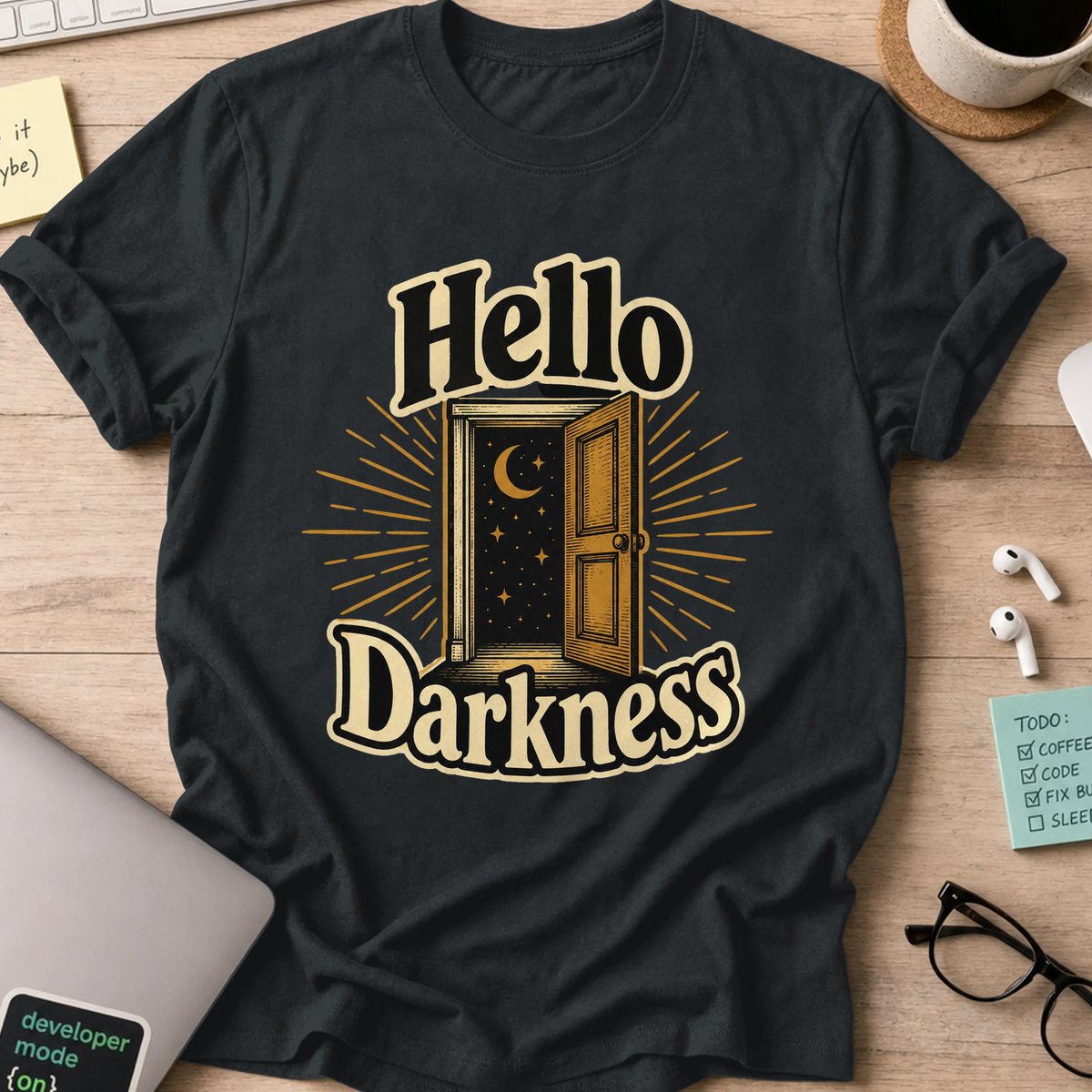 Hello Darkness Nerd Shirt - Black mockup