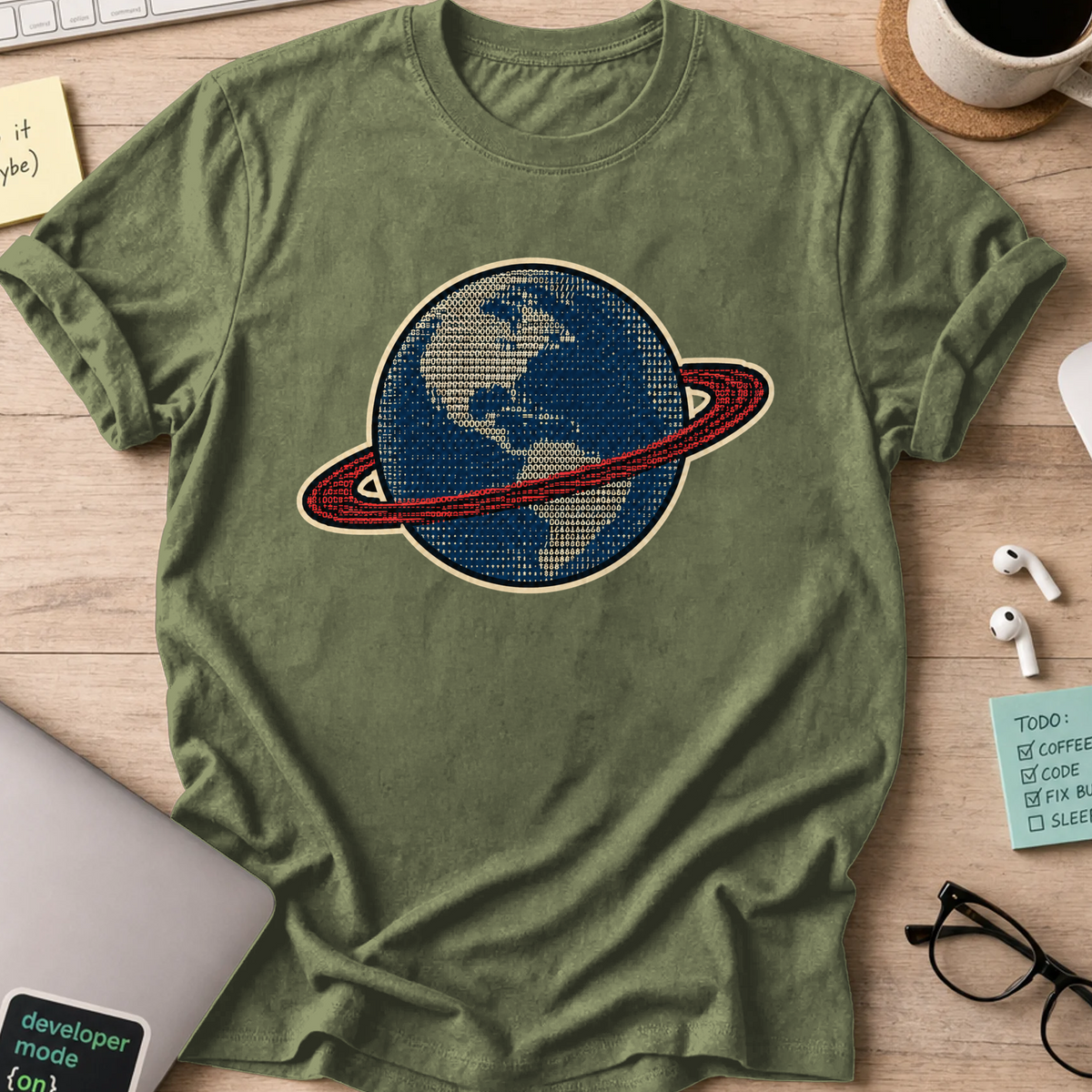 Nerd Collection Artwork T092 Shirt - Military Green mockup
