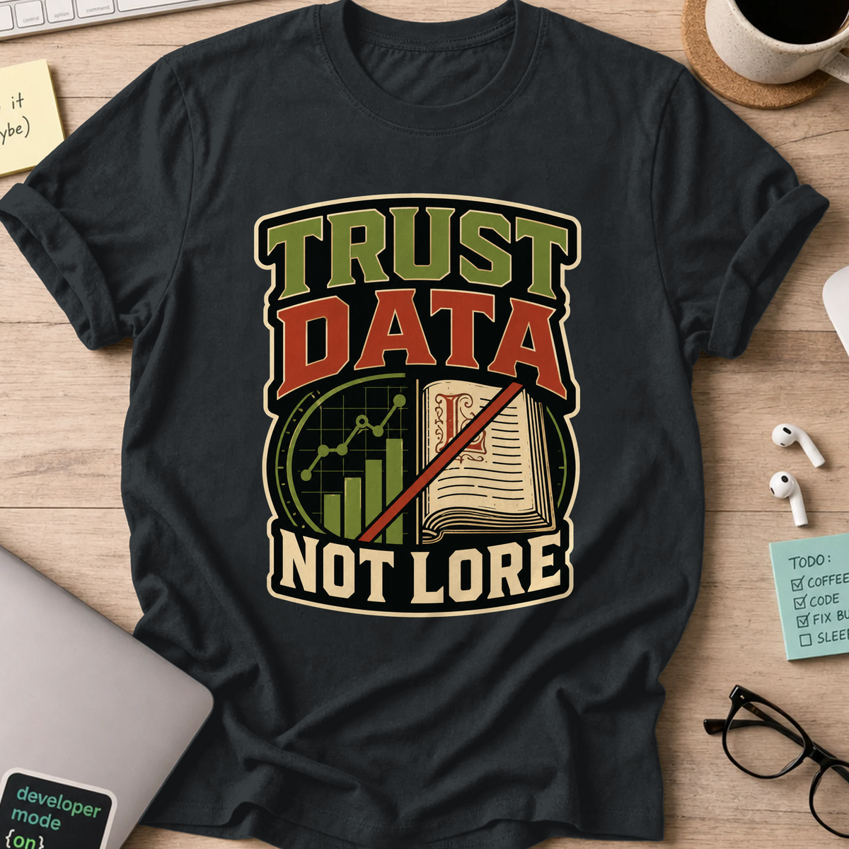 Trust Data, Not Lore Nerd Shirt - Black mockup