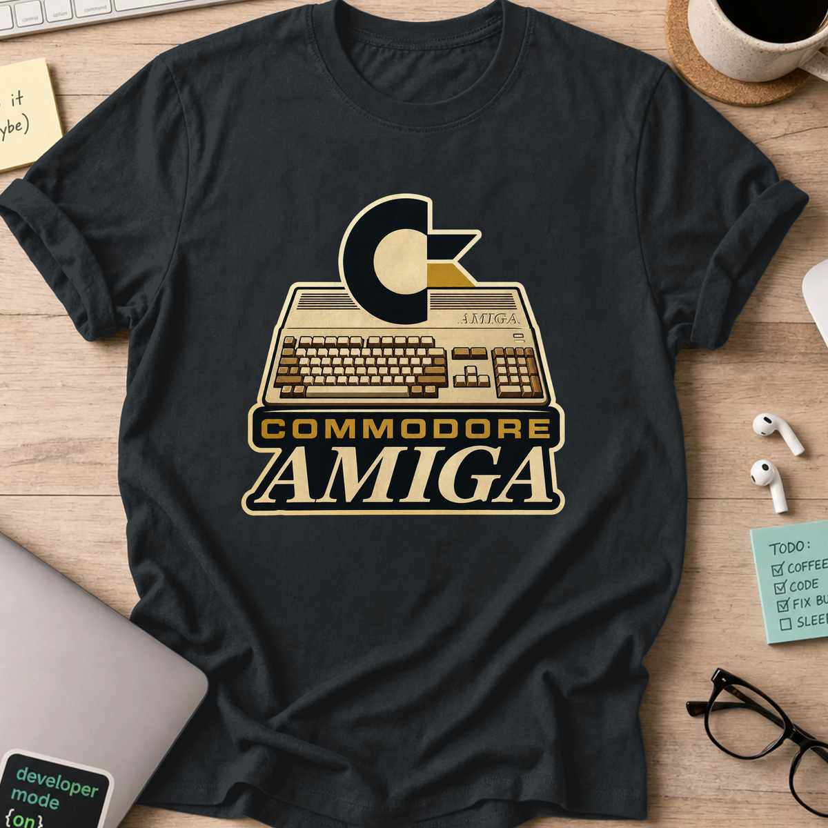 Commodore Amiga Nerd Shirt - Black mockup