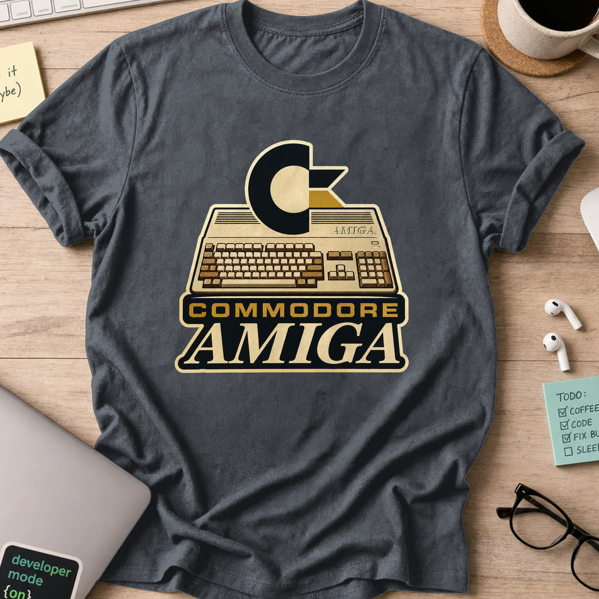 Commodore Amiga Nerd Shirt - Dark Heather mockup