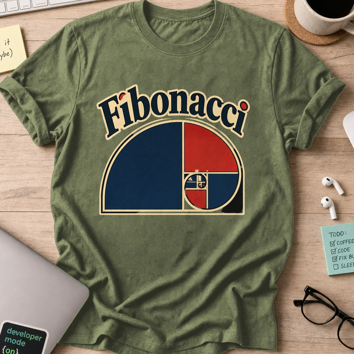 Nerd Collection Artwork T096 Shirt - Military Green mockup