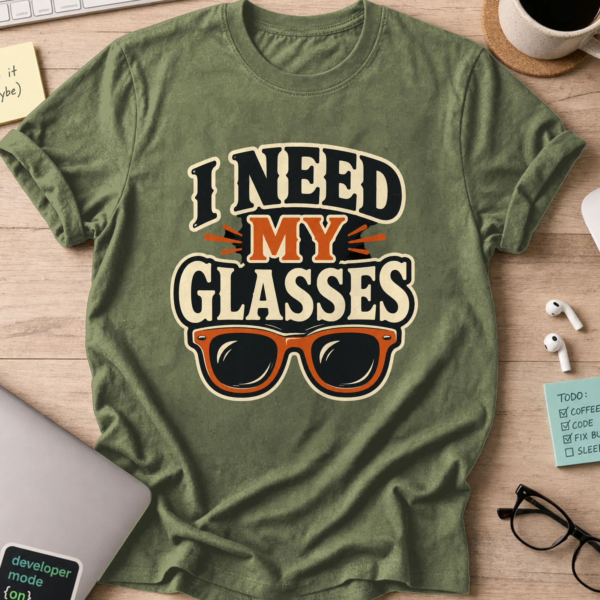 Nerd Collection Artwork T097 Shirt - Military Green mockup
