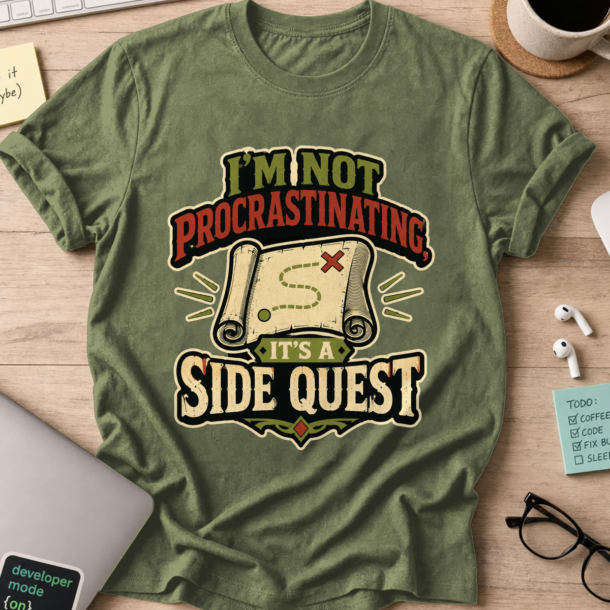 Nerd Collection Artwork T098 Shirt - Military Green mockup