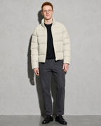 Solid Color Jacket For Men And Women, frontal relaxed stand, worn by model