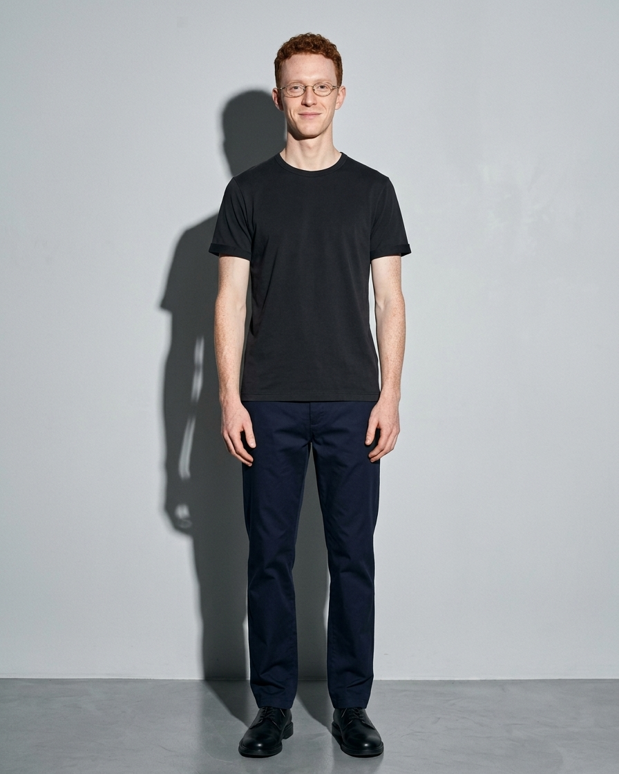 Men's Lightweight Solid Crewneck T-Shirt, frontal relaxed stand, worn by model