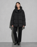 Women's Fashion Loose Thickening Keep Warm Coat, frontal relaxed stand, worn by model
