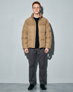 Duck Down Down Jacket Men's Winter American Outdoor, frontal relaxed stand, worn by model