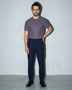 Men's Lightweight Solid Crewneck T-Shirt, contrapposto hand on hip, worn by model