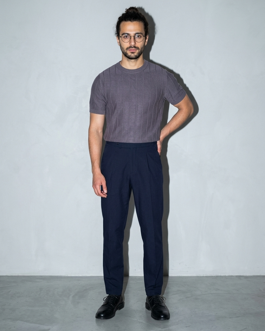 Men's Lightweight Solid Crewneck T-Shirt, contrapposto hand on hip, worn by model