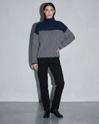 Women's Ribbed Turtleneck Knit Sweater, contrapposto hand on hip, worn by model