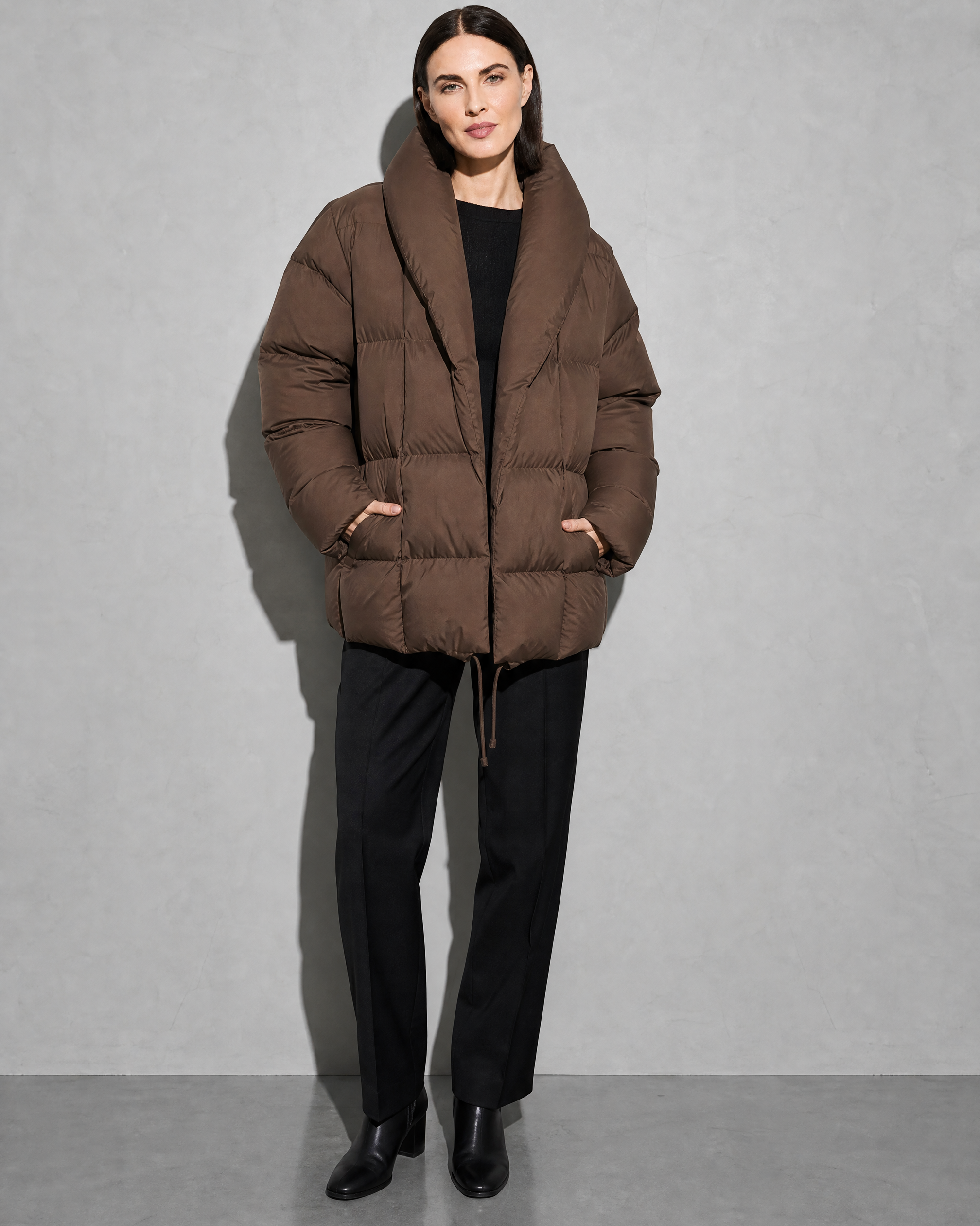 Women's Fashion Loose Thickening Keep Warm Coat, hands in pockets, worn by model