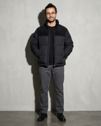 Duck Down Down Jacket Men's Winter American Outdoor, hands in pockets, worn by model