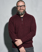 Zipper High Neck Thickened Woolen Sweater, loose arm cross, worn by model