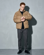 Duck Down Down Jacket Men's Winter American Outdoor, adjusting the sleeve, worn by model