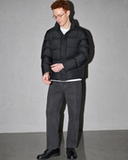 Coffee Color Cotton-padded Clothes Short Cotton Coat, adjusting the sleeve, worn by model