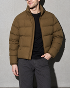Solid Color Jacket For Men And Women, bust-to-thigh, weight on one leg, worn by model