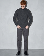 Zipper High Neck Thickened Woolen Sweater, two-handed hem straighten, worn by model