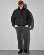 Solid Color Jacket For Men And Women, two-handed hem straighten, worn by model