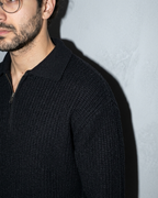 Men's Light Business Lapel Knit Sweater, macro, shoulder, worn by model