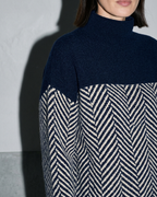 Women's Ribbed Turtleneck Knit Sweater, macro, shoulder, worn by model