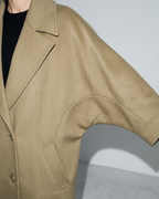 Women's Batwing-Sleeve Lapel Coat, macro, shoulder, worn by model