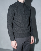 Zipper High Neck Thickened Woolen Sweater, macro, hem, worn by model