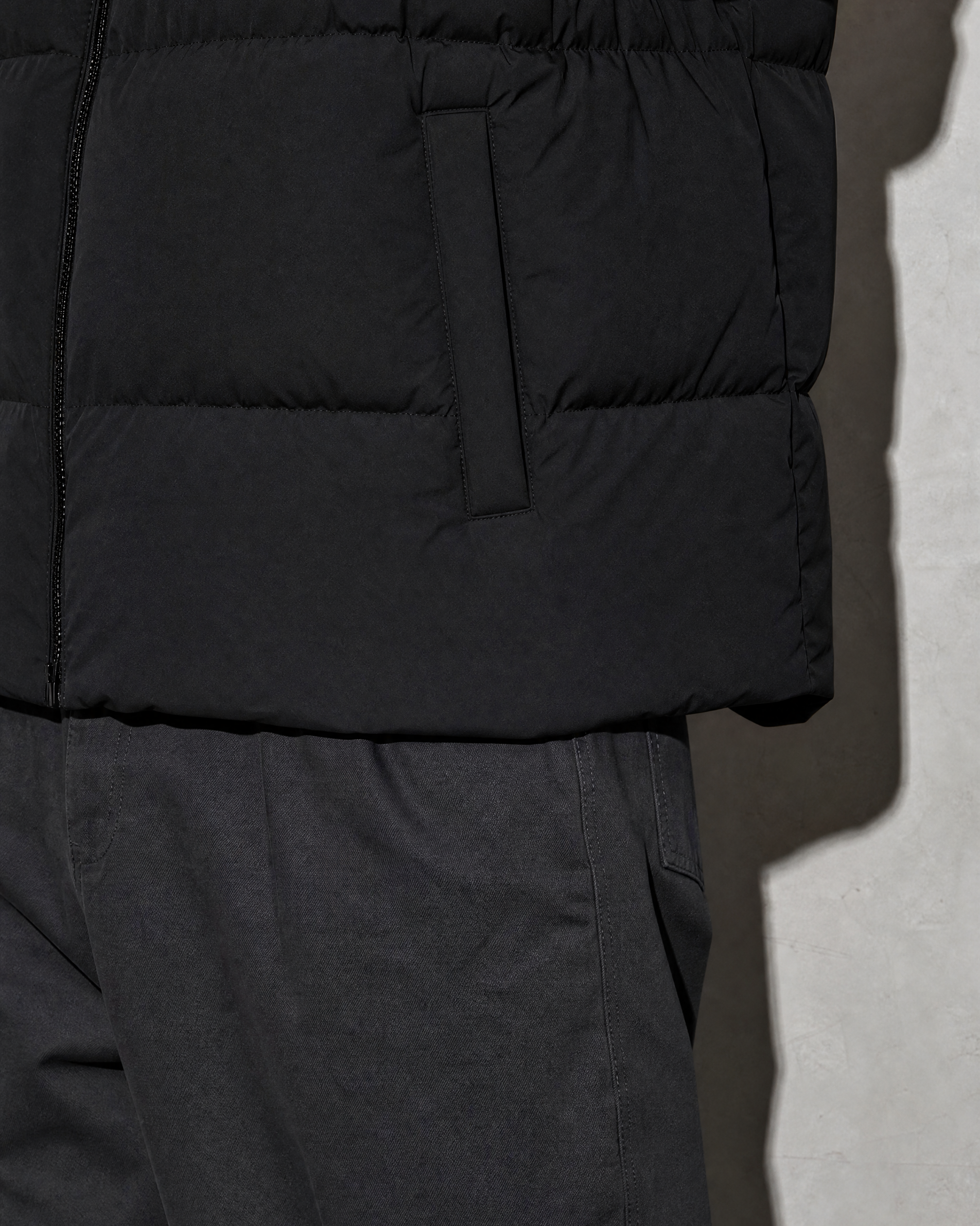 Solid Color Jacket For Men And Women, macro, hem, worn by model