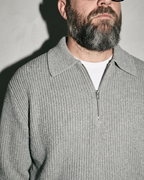Men's Light Business Lapel Knit Sweater, macro, neckline, worn by model