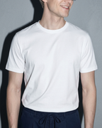 Men's Lightweight Solid Crewneck T-Shirt, macro, fabric, worn by model