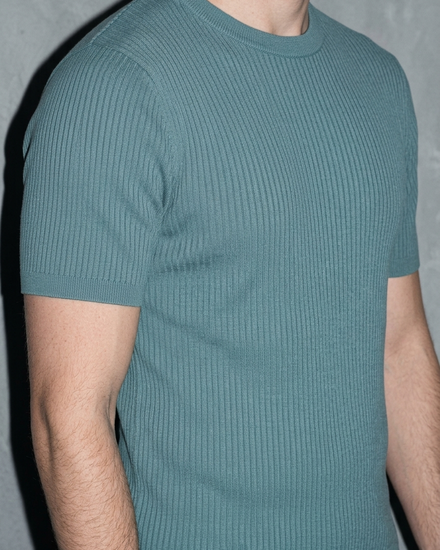 Men's Lightweight Solid Crewneck T-Shirt, macro, sleeve, worn by model
