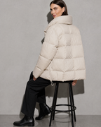 Women's Fashion Loose Thickening Keep Warm Coat, stool, back turned, worn by model