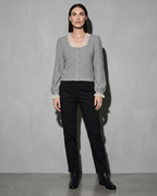 V-Neck Lace Crochet Button-Front Cardigan, weight back, chin lifted, worn by model