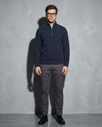 Zipper High Neck Thickened Woolen Sweater, weight back, chin lifted, worn by model