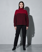 Women's Ribbed Turtleneck Knit Sweater, weight back, chin lifted, worn by model