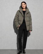 Women's Fashion Loose Thickening Keep Warm Coat, one hand in pocket, half turn, worn by model