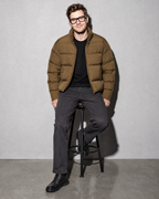 Solid Color Jacket For Men And Women, stool, leaning back on hands, worn by model
