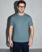 Men's Lightweight Solid Crewneck T-Shirt, hem and sleeve texture detail, worn by model