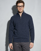 Zipper High Neck Thickened Woolen Sweater, hem and sleeve texture detail, worn by model