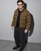 Solid Color Jacket For Men And Women, hem and sleeve texture detail, worn by model
