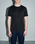 Men's Lightweight Solid Crewneck T-Shirt, bust-to-thigh, square stance, worn by model