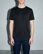 Men's Lightweight Solid Crewneck T-Shirt, bust-to-thigh, square stance, worn by model