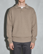 Men's Ribbed-Hem Lapel Knit Sweater, bust-to-thigh, square stance, worn by model