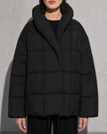 Women's Fashion Loose Thickening Keep Warm Coat, bust-to-thigh, square stance, worn by model