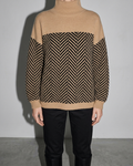 Women's Ribbed Turtleneck Knit Sweater, bust-to-thigh, square stance, worn by model