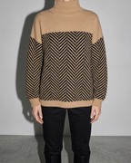 Women's Ribbed Turtleneck Knit Sweater, bust-to-thigh, square stance, worn by model