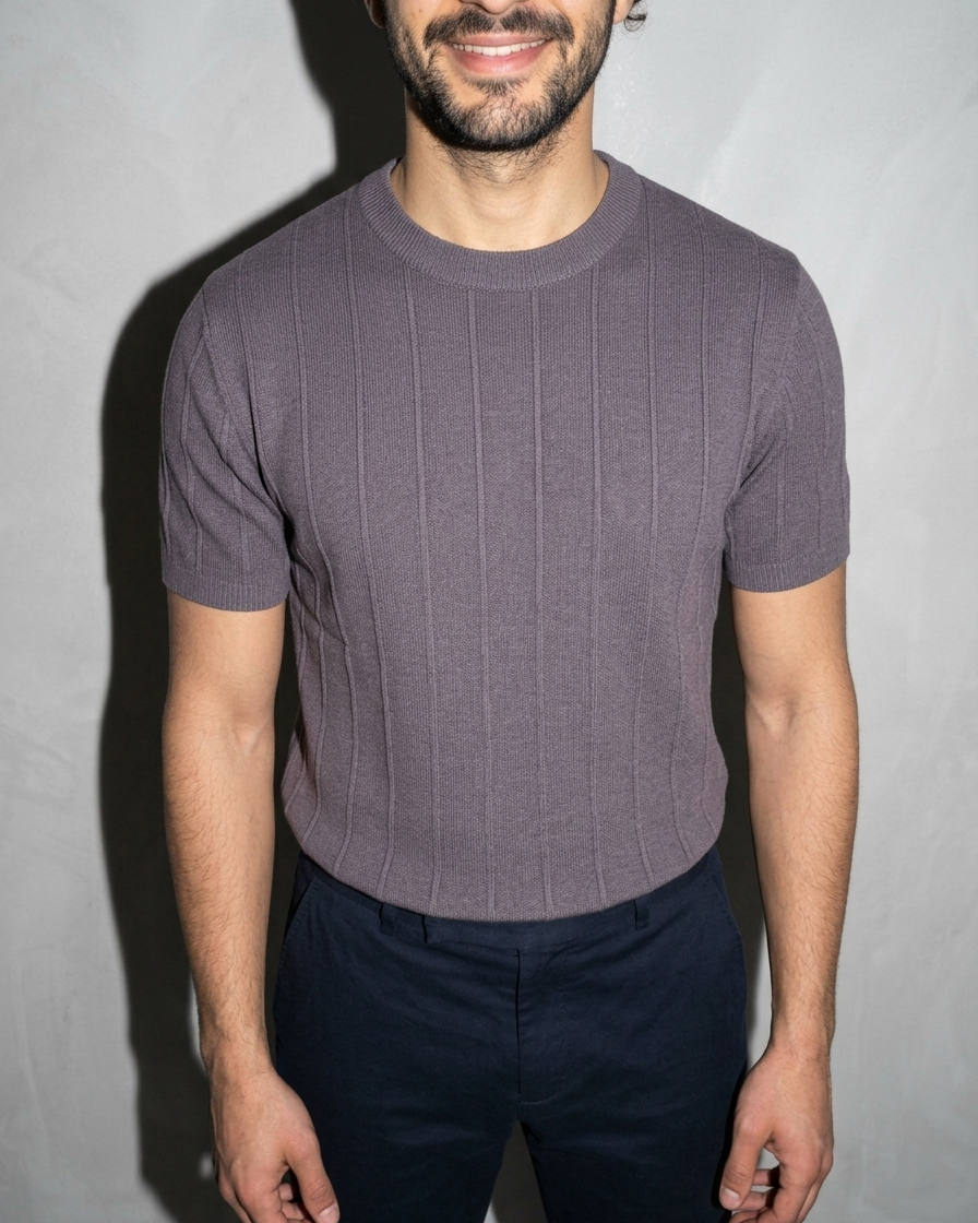 Men's Lightweight Solid Crewneck T-Shirt, bust-to-thigh, quarter turn, worn by model